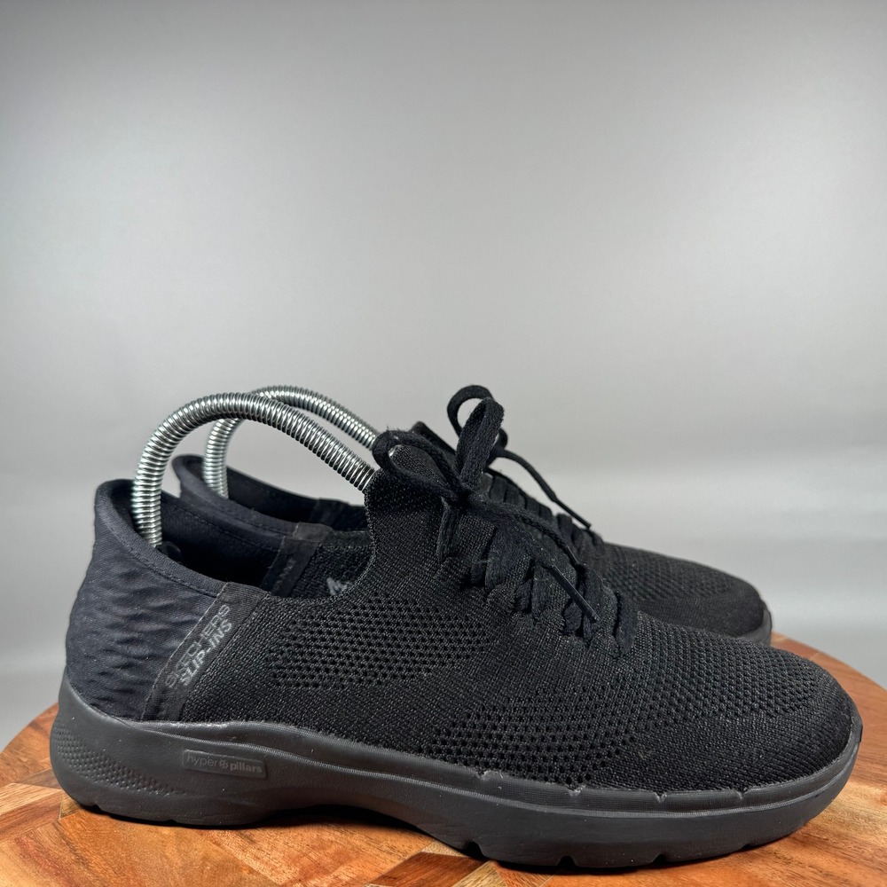 Skechers Slip-ins Go Walk 6 Black Mesh Walking Shoes 124568 Womens 8